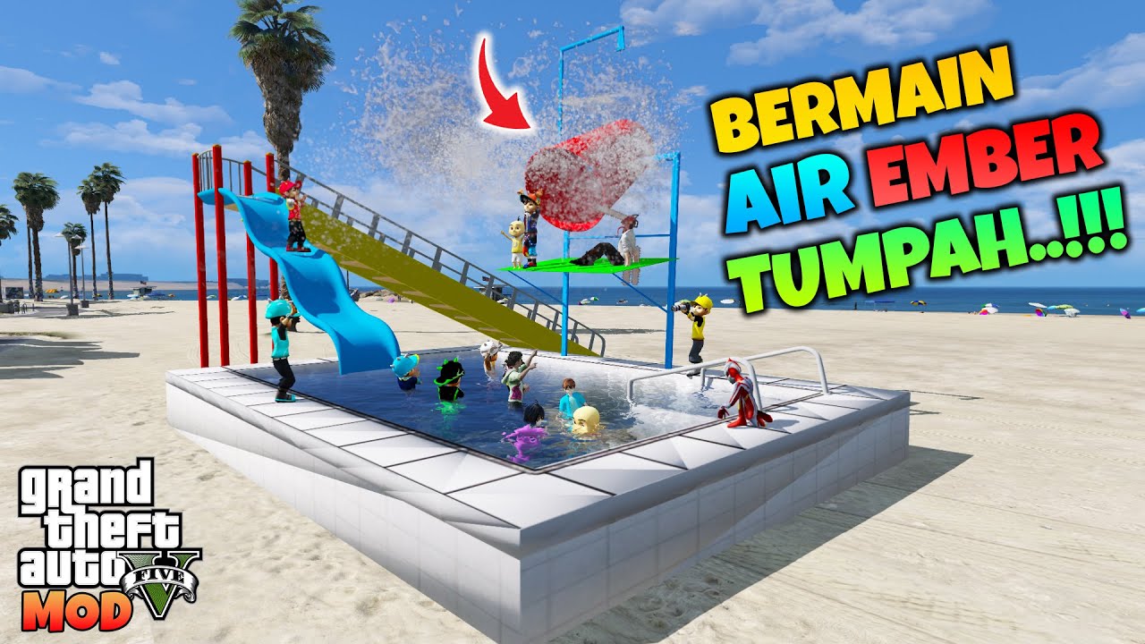 BOBOIBOY KUASA 7 DAN UPIN IPIN BERMAIN EMBER TUMPAH KOLAM RENANG - GTA 5 MOD BOBOIBOY KUASA 7