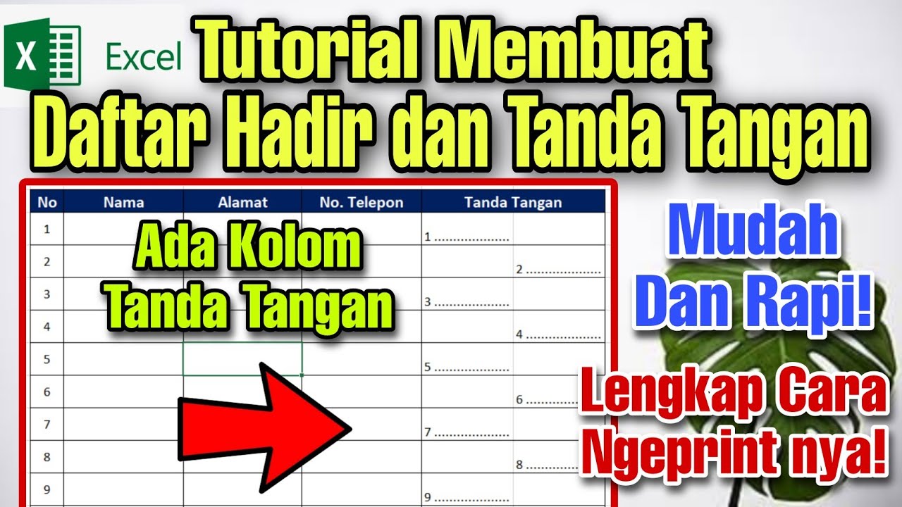 TUTORIAL EXCEL Membuat DAFTAR HADIR dan KOLOM TANDA TANGAN Dengan Cepat