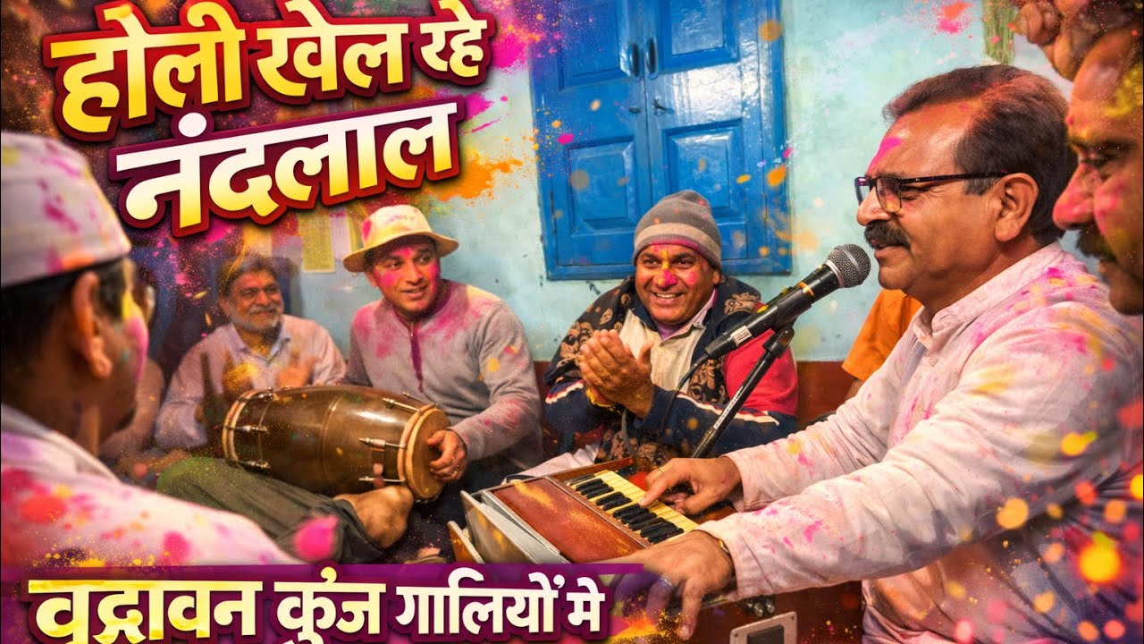 वृंदावन की कुंज गलियों में ऐसी होली रंग भी भक्ति बन जाते हैं 💛 #youtube #video #holi #baithak #fypシ 