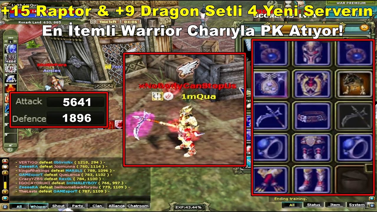 ZeitzquiN | +9 Dragon Setli 4 Yeni Serverın En İtemli Warrior Charı İle PK Atıyor! | Knight Online