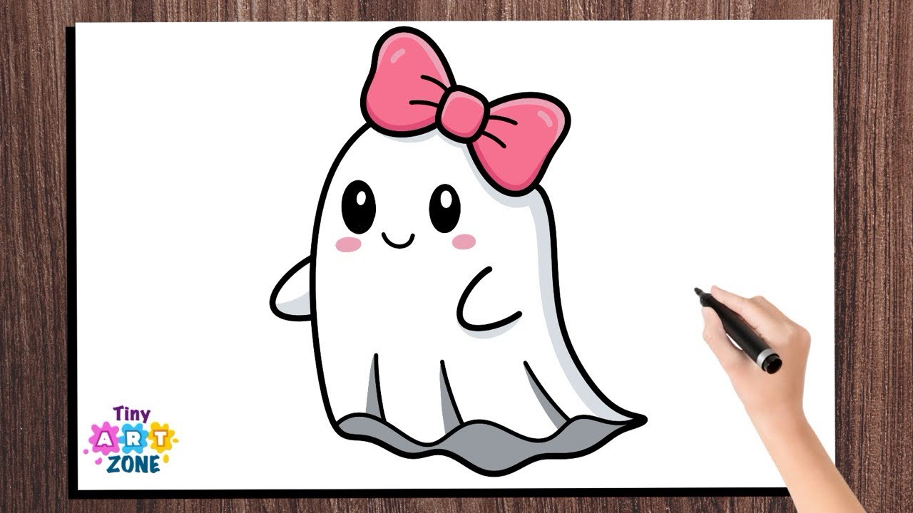 How to Draw a Cute Ghost | Kawaii Ghost Drawing for Kids 