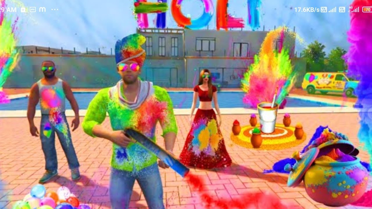 Jack celebrated holi with ibd3d Franklin and shinchan # indian theft aura simulator