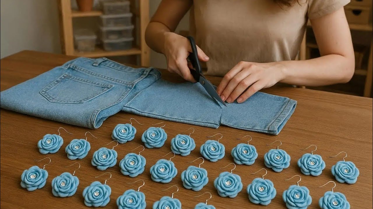 Don't throw away your old jeans! I make unique jewelry and sell it all.💵#ideas #craft #diy 