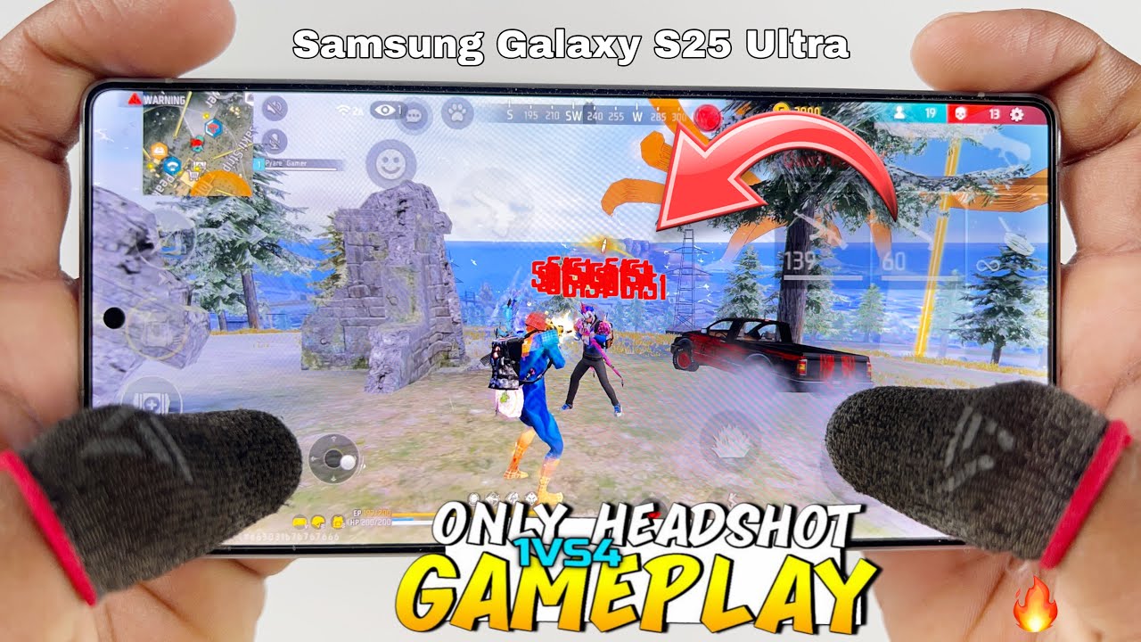 Samsung galaxy s25 ultra gaming 1 vs 4 free fire gameplay with 2 finger handcam