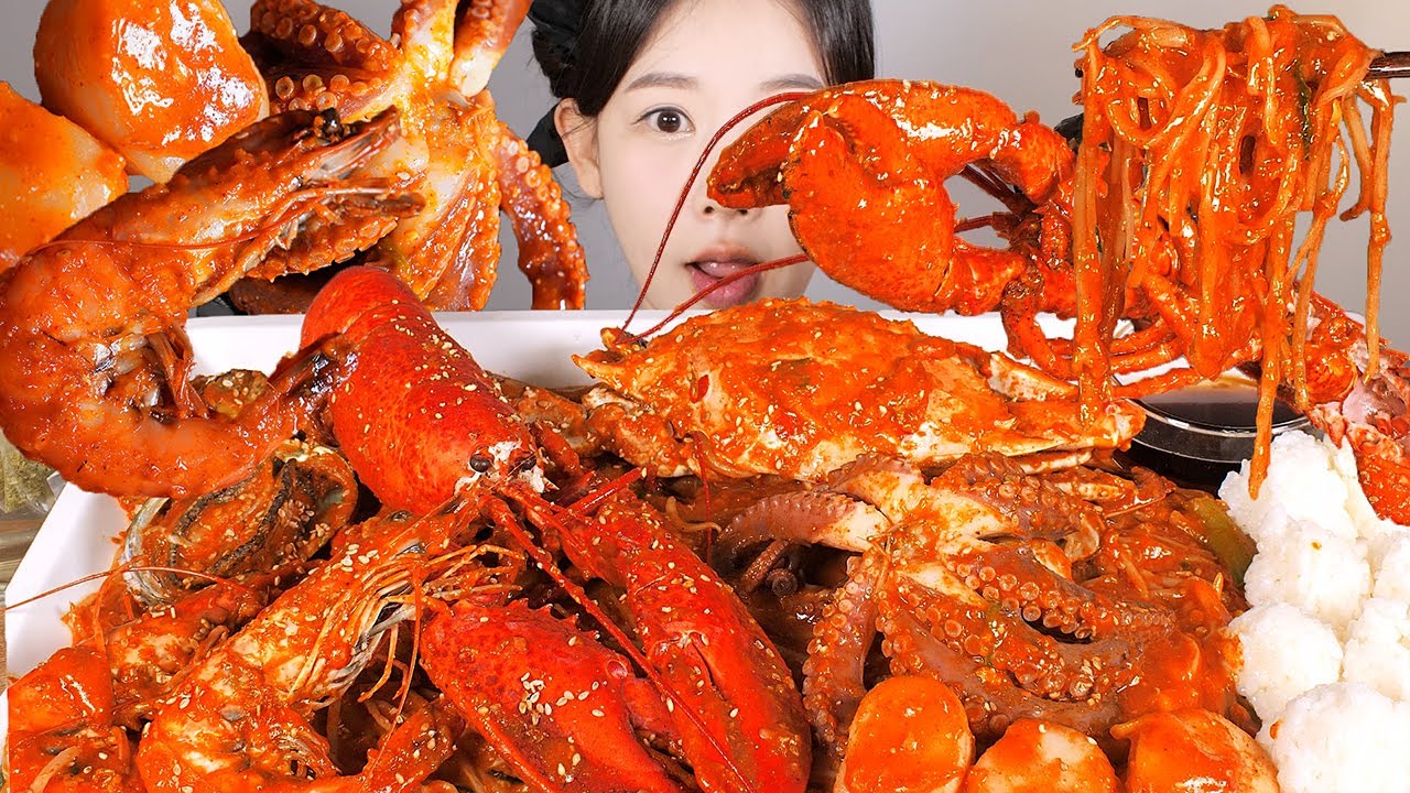 Корейский стиль острых морепродуктов [eating show] mukbang korean food