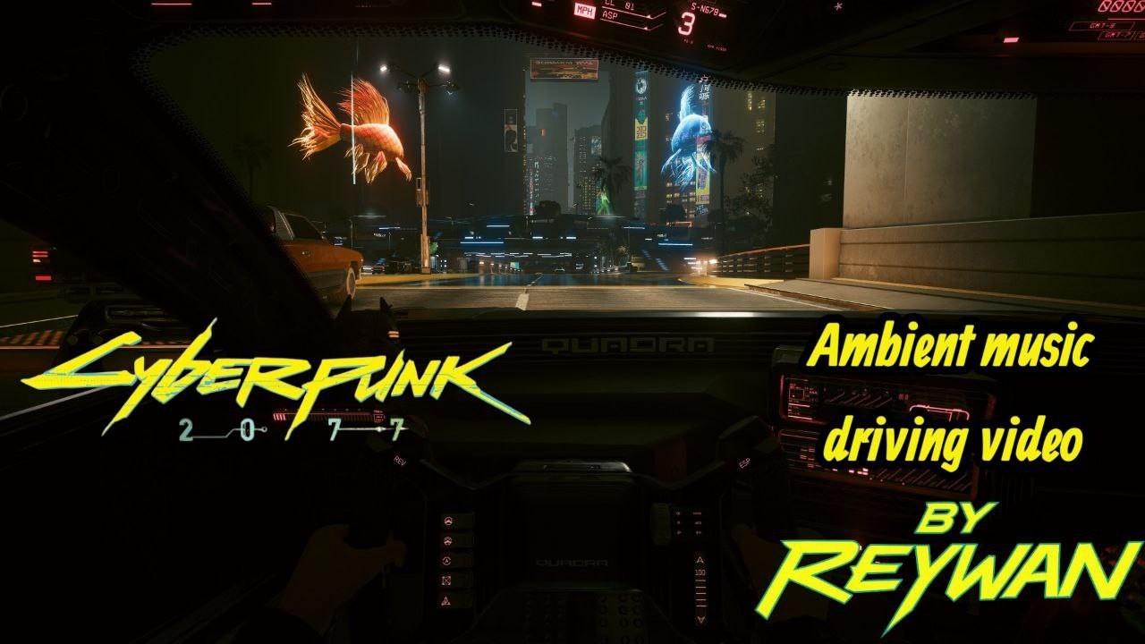 Cyberpunk 2077 Night Drive – 1 Hour of Relaxing Post-Rock Ambience in Night City