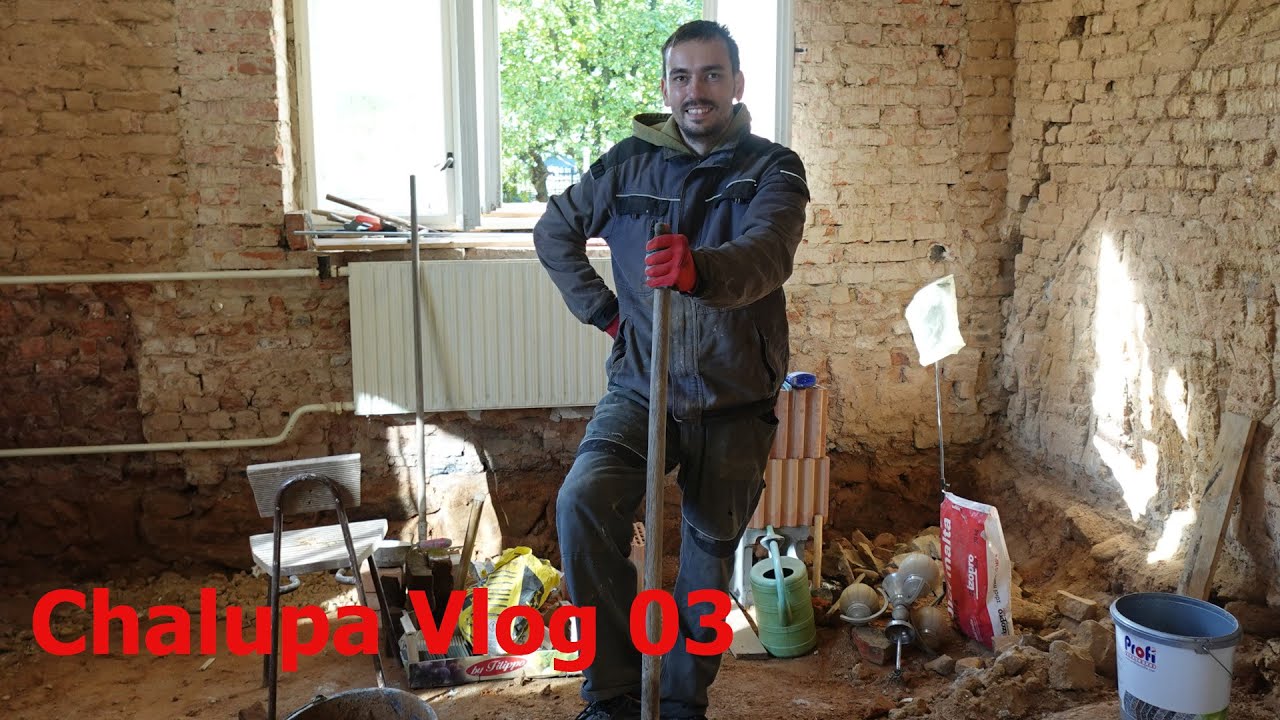 Chalupa Vlog 03 - Rekonstrukce domu - poddolování, betonování základu a zdění zdi .