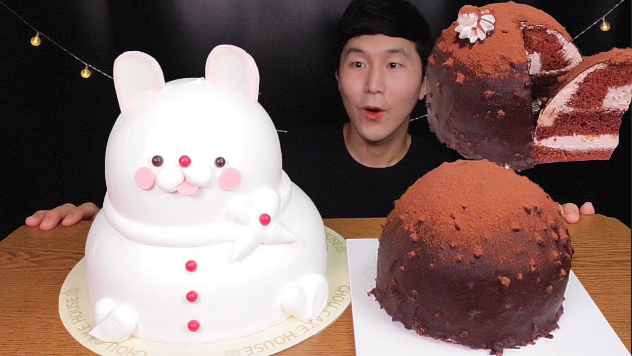 [SUB]2단 케이크라서 단돈 2만원?! 가성비 케이크 먹방(Rabbit design two-tier cake, chocolate cake mukbang)#MUKBANG