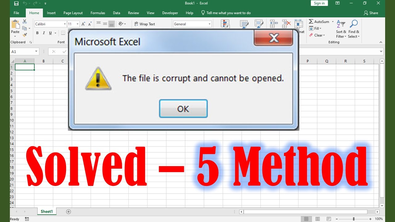 5 способов решения – файл поврежден и не может быть открыт Excel 2019