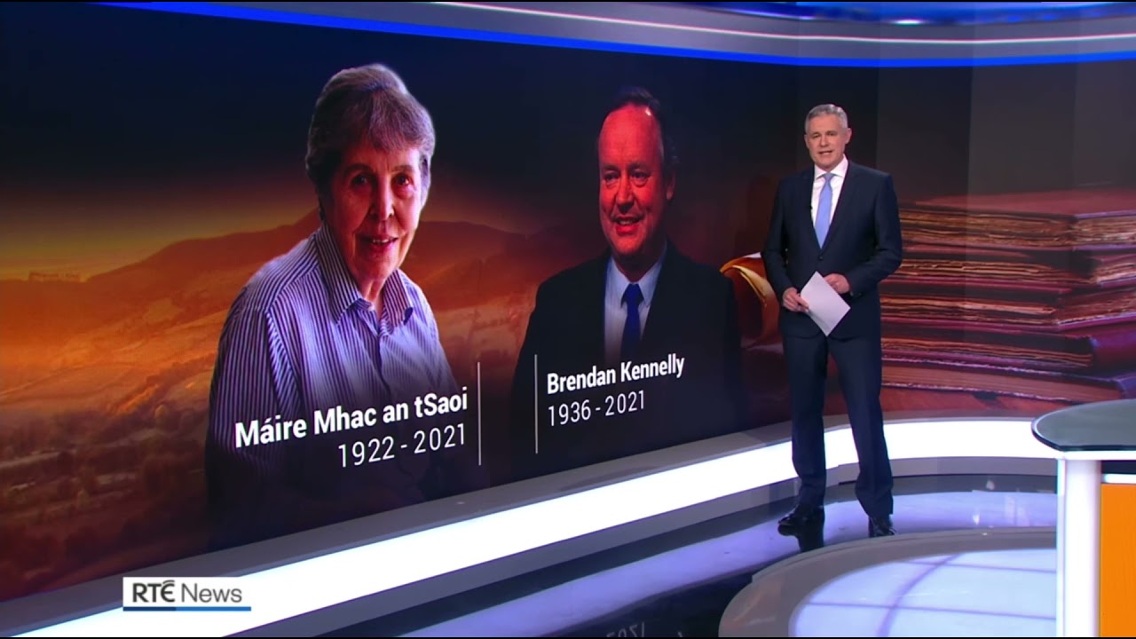 Deaths of Brendan Kennelly and Máire Mhac an tSaoi reported on RTÉ News (17th October 2021)