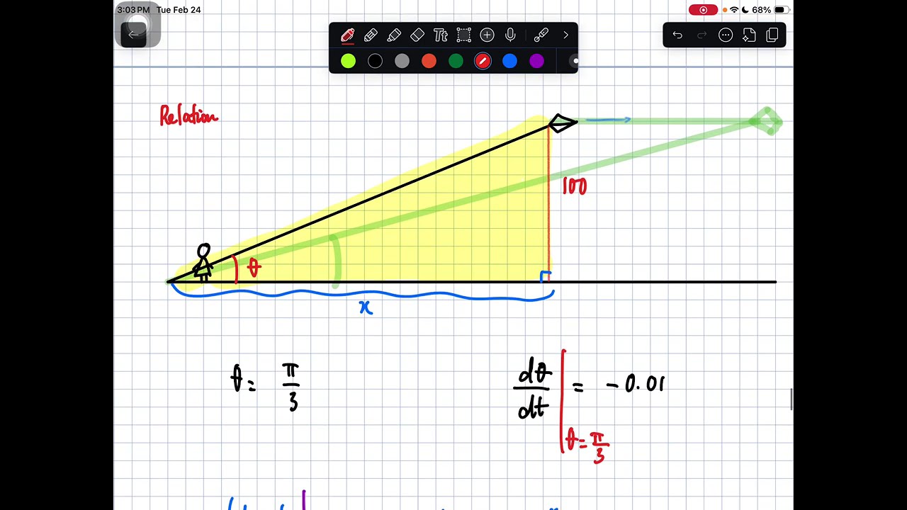E2-8.1. Given the kite's constant height and decreasing angle, find its speed.