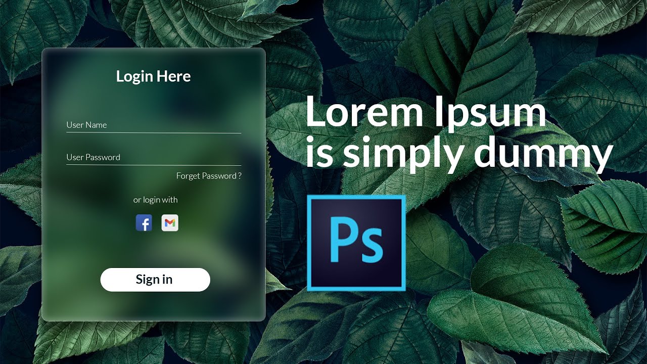 How to Create a Login Page | Transparent login page in Photoshop | Login Form Design | Full Tutorial