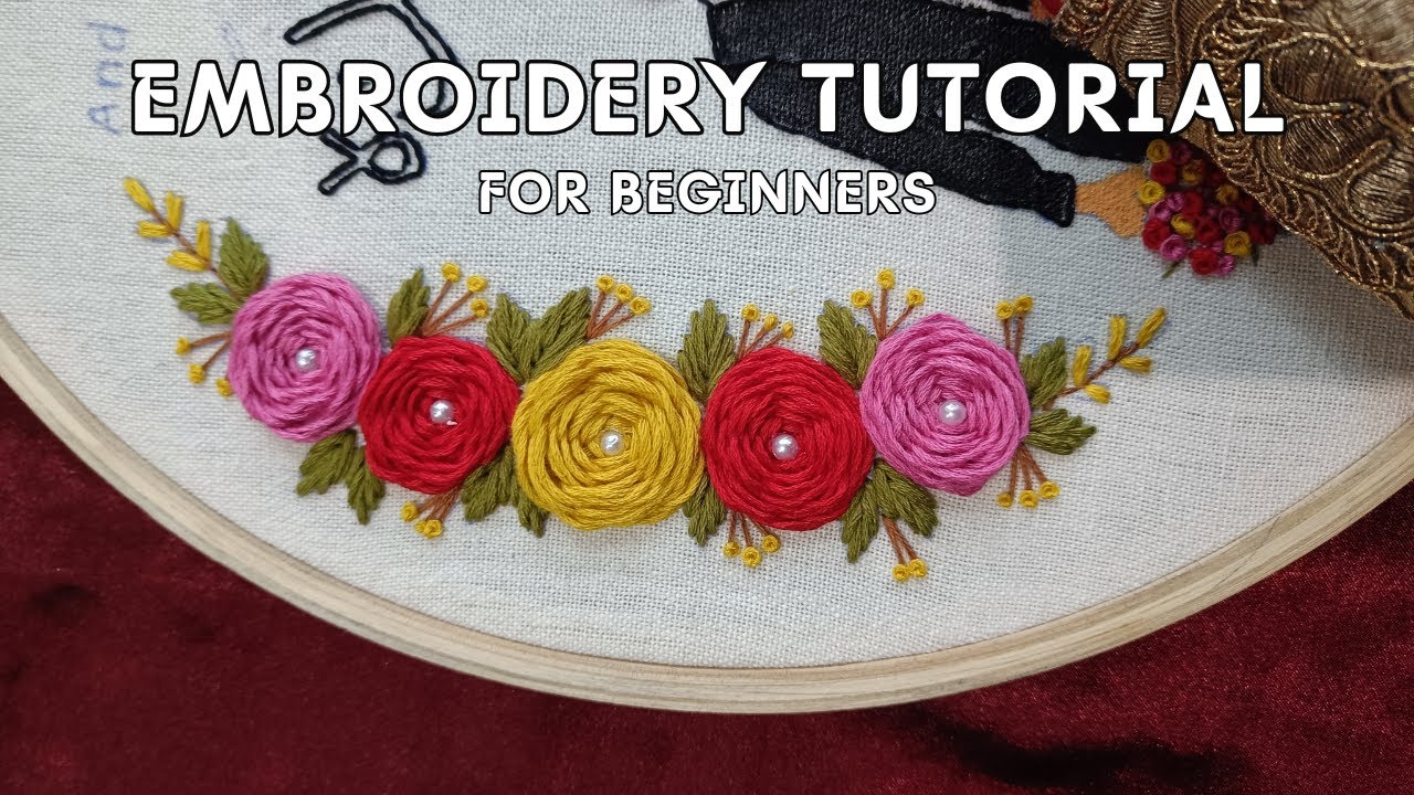 Easy Floral Hand Embroidery Tutorial for Beginners | Step-by-Step By Sabreen Stitch Craft