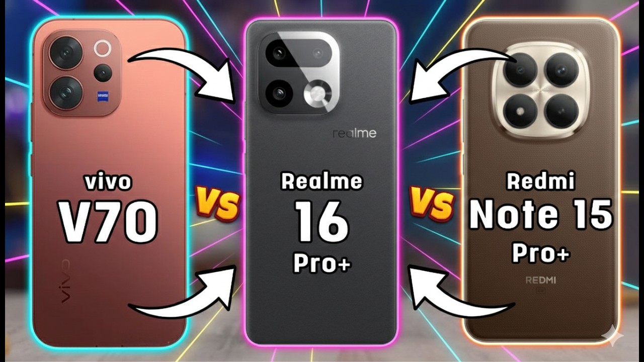 vivo V70 vs Realme 16 Pro Plus vs Redmi Note 15 Pro Plus