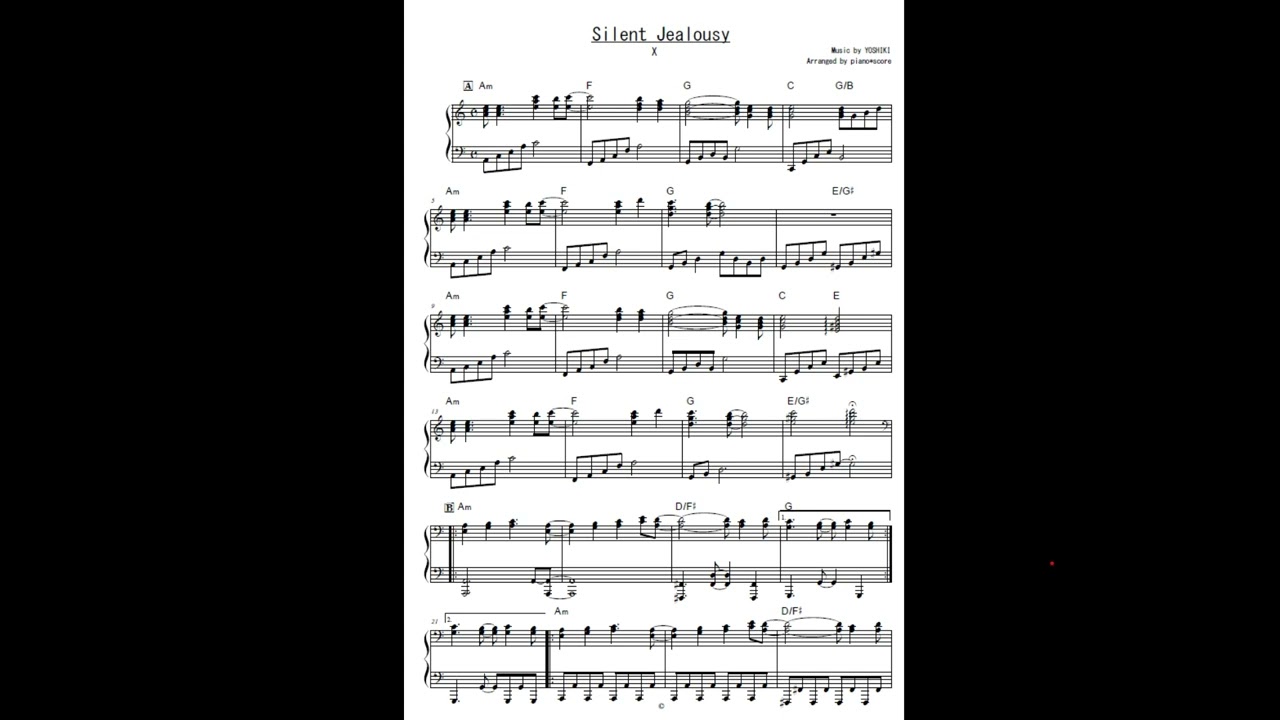Silent Jealousy / X  ピアノソロ譜