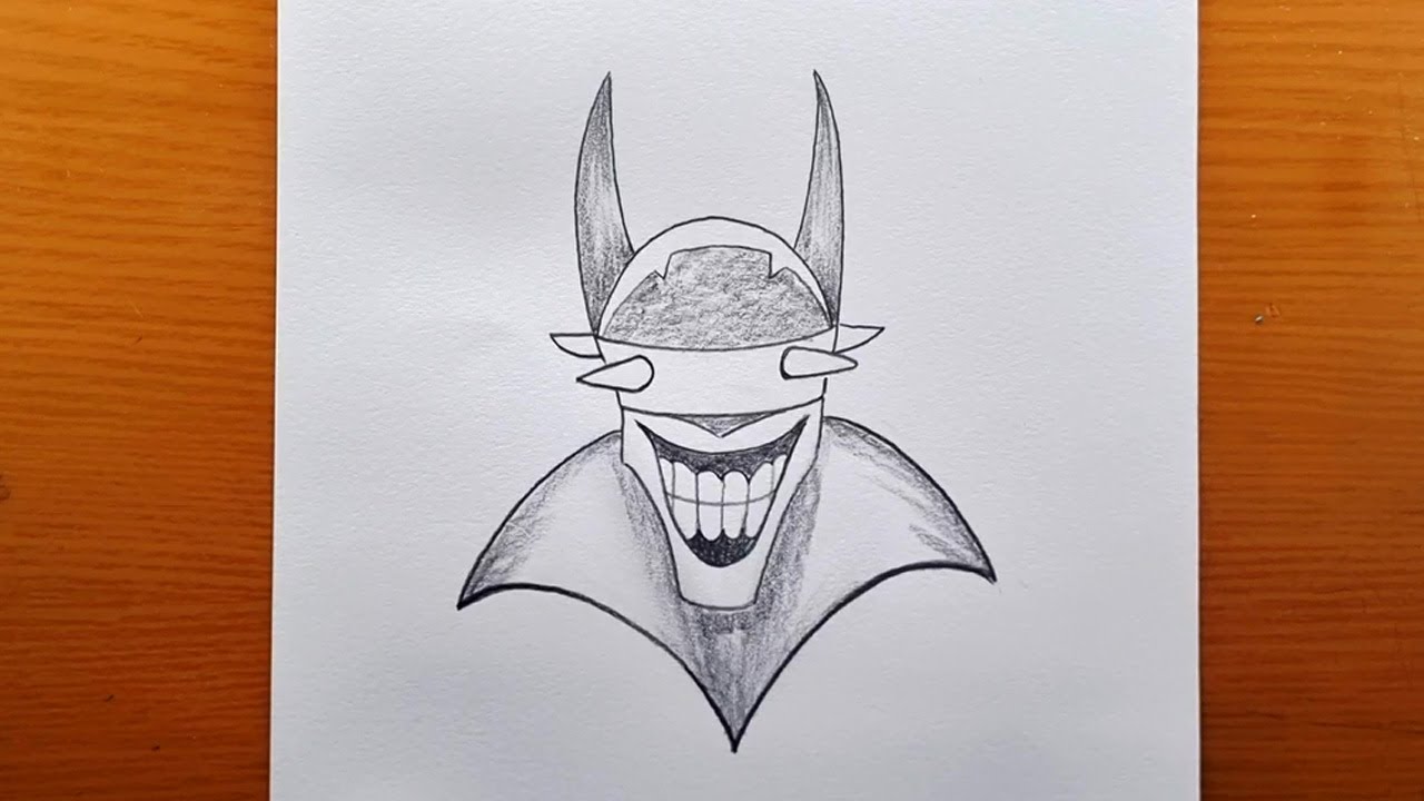 Cómo dibujar a Batman que ríe paso a paso | Tutorial de dibujo a lápiz de fan art de DC Dark