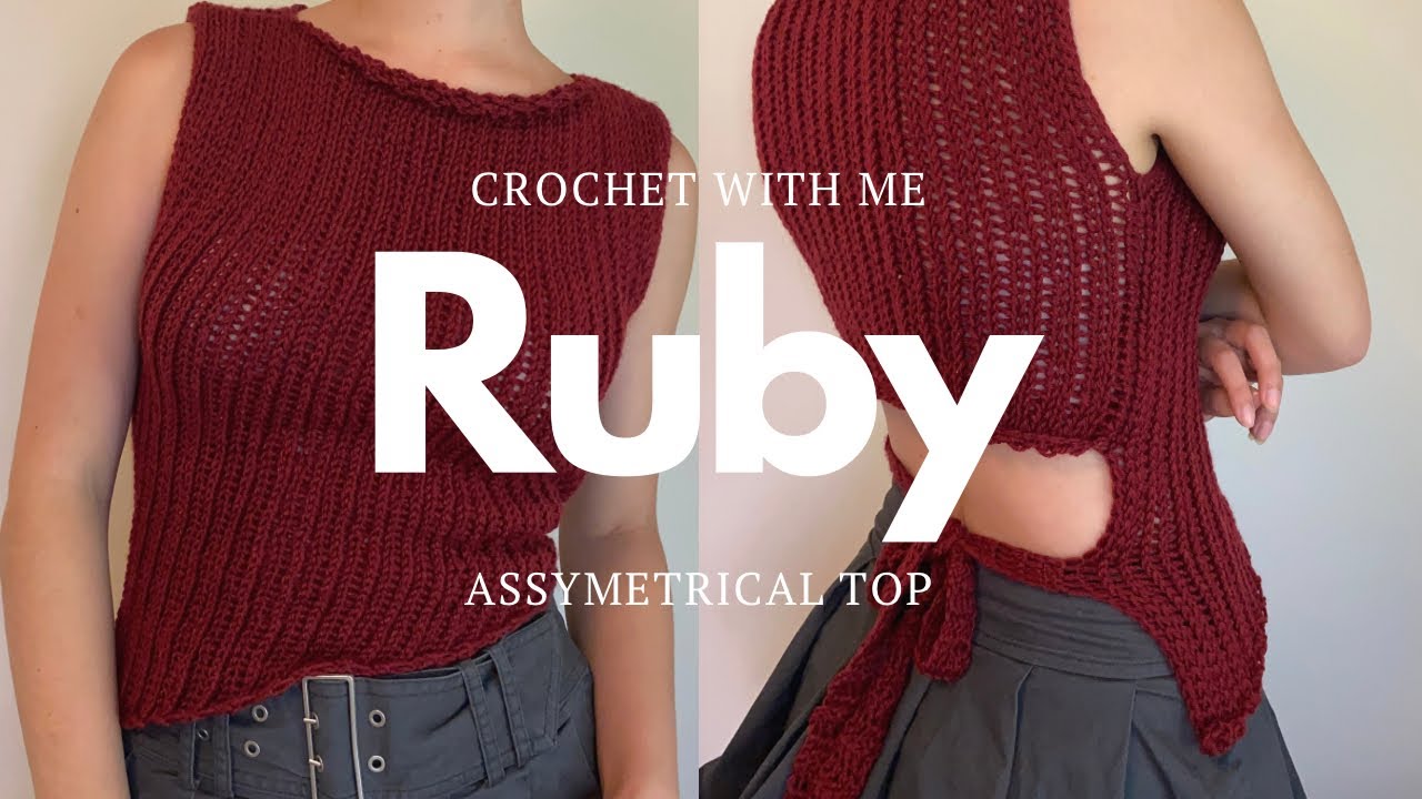 knit look CROCHET sleeveless asymmetrical top tutorial