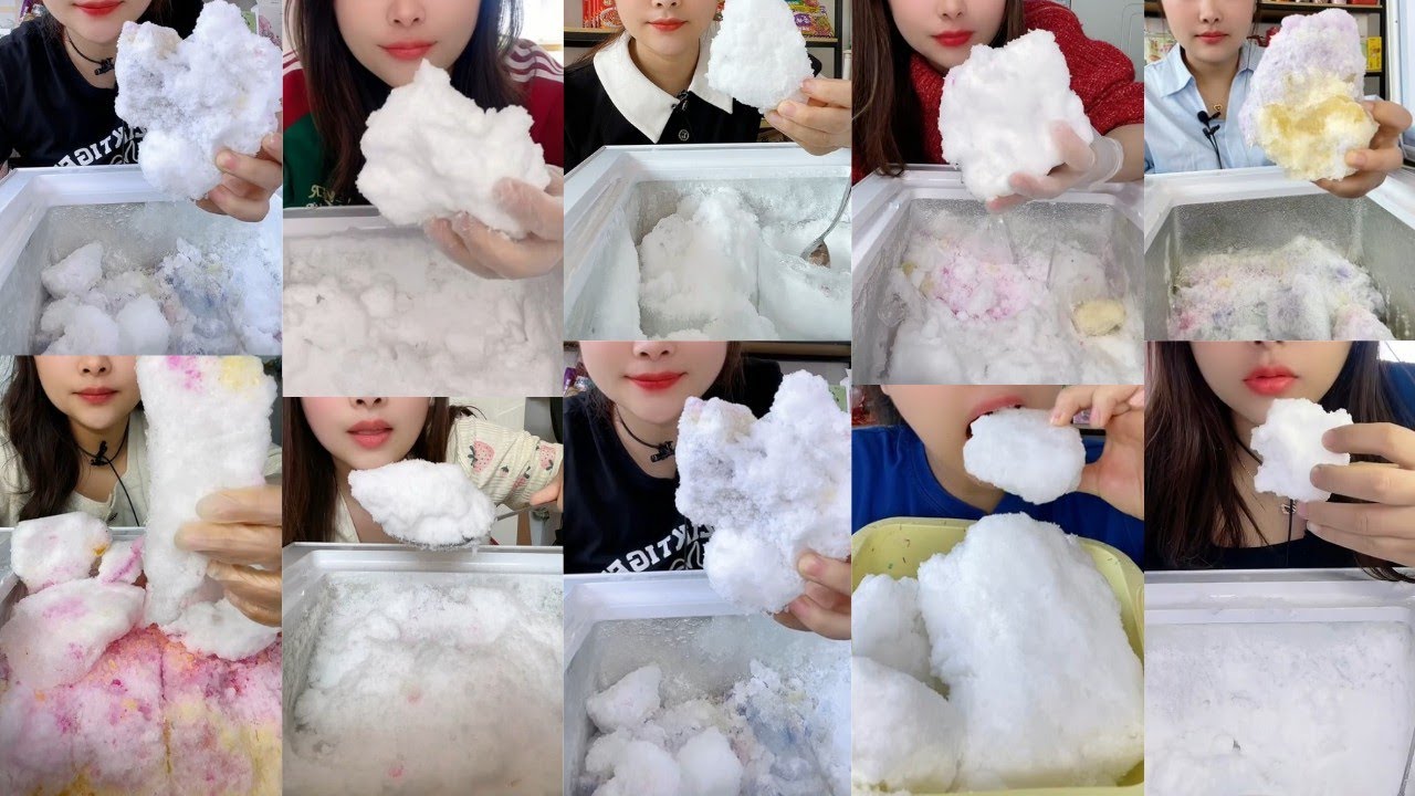 ONLY BITES🔷HER SOLO SOFT CRUNCHY  FREEZER FROST EATING COMPILATION🧊