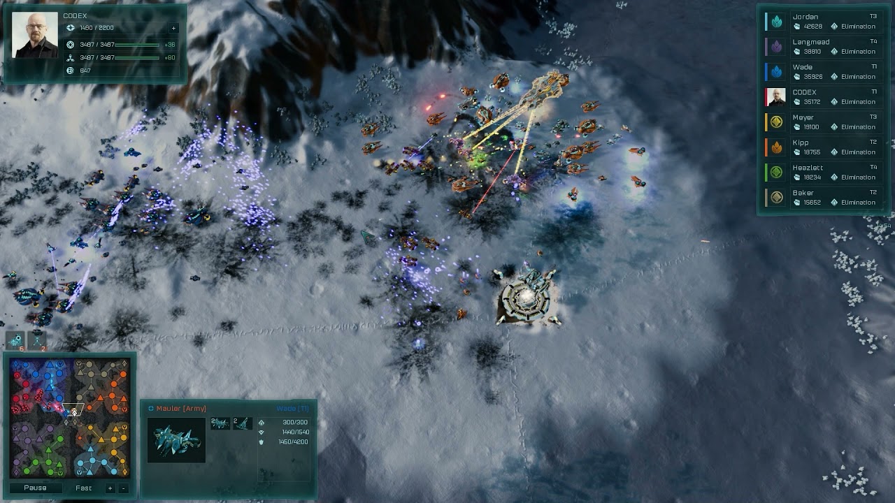(Massive Battle) Ashes of Singularity Escalation 2vs2vs2vs2 Insane AI Full  game