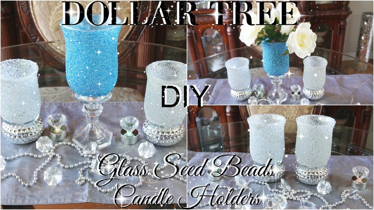 DIY DOLLAR TREE BLING  GLASS BEADS CANDLE HOLDERS | PETALISBLESS 🌹