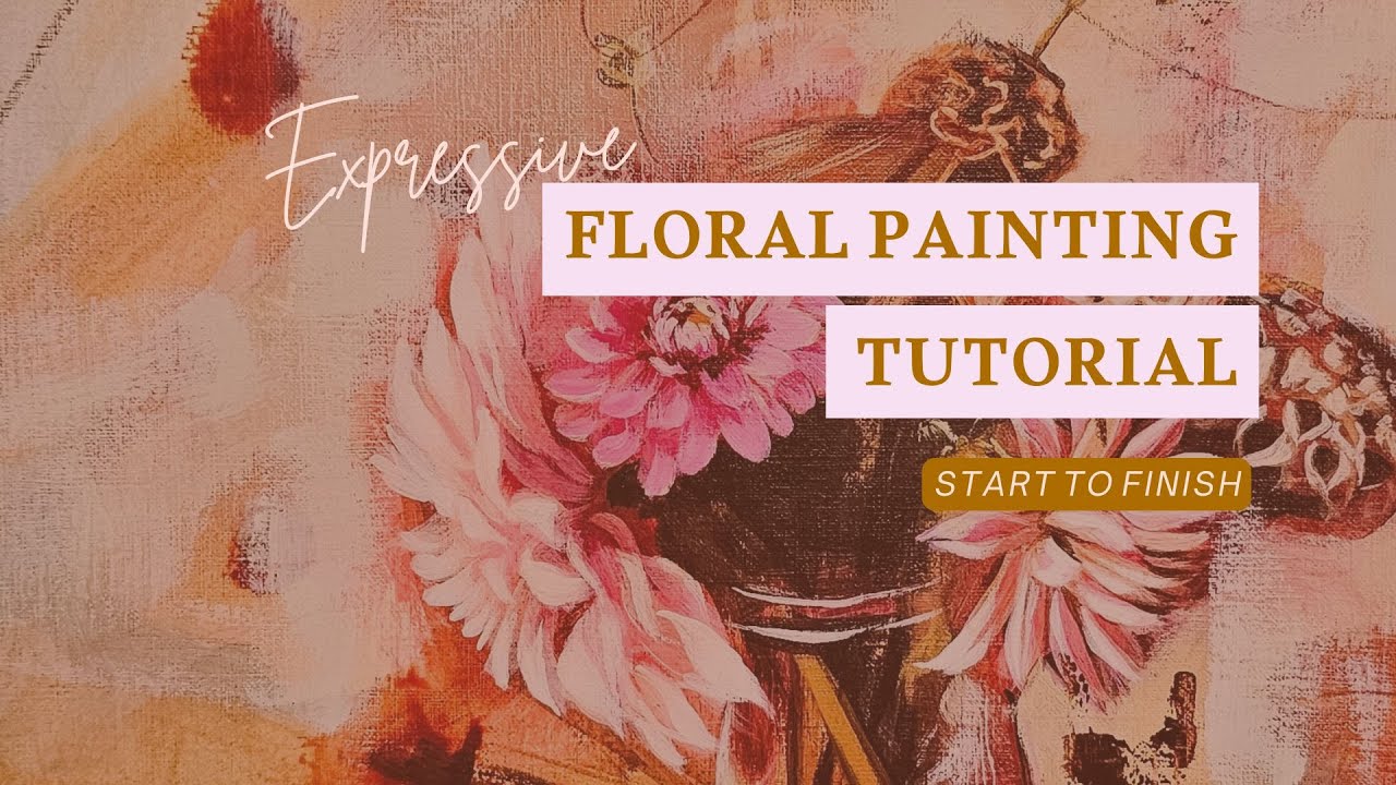 Start to finish - Expressive Floral Painting Tutorial (Acrylics)