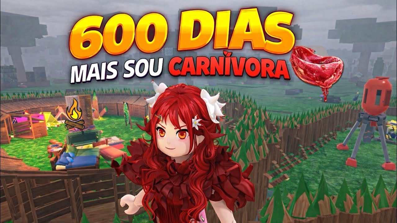 600 dias no jogo 99 noites na floresta mais eu só posso comer carne 🤨❤️