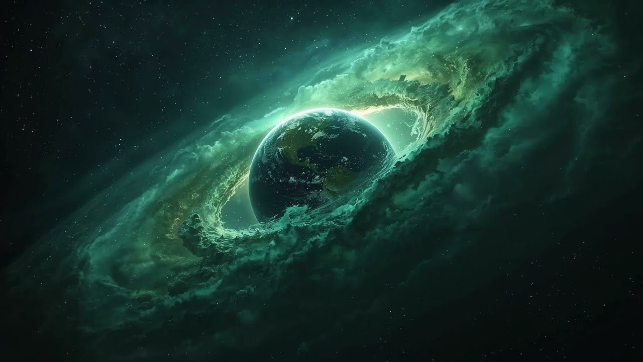 A Teal Nebula Surrounding Our Planet Wallpaper 4K