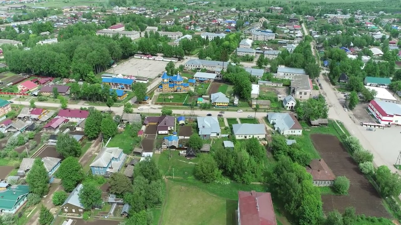 Видеосъёмка пгт Кикнур квадрокоптером мобильного технопарка 