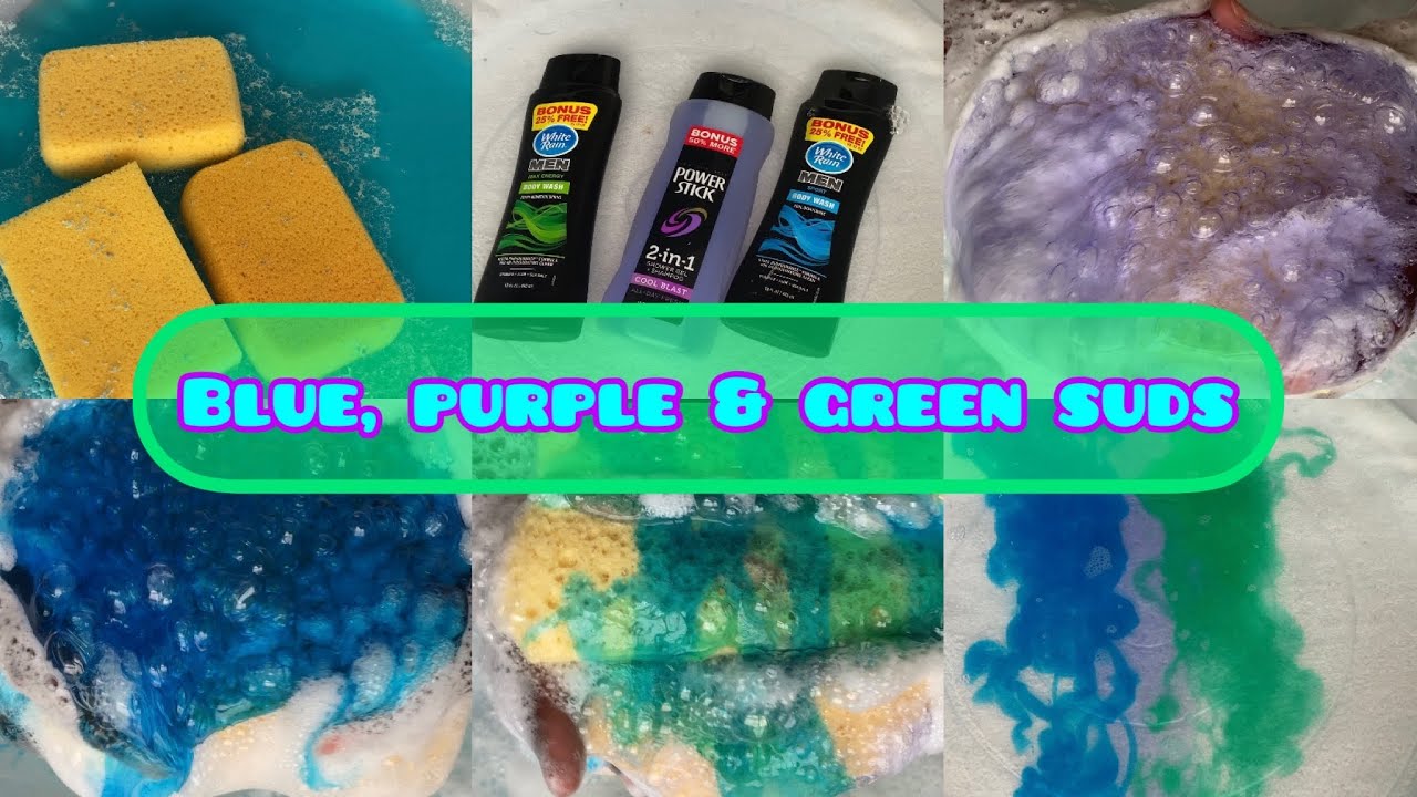 Blue, Purple, Green Shower Gel Suds
