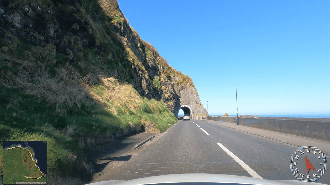 Scenic coastal drive, Causeway Coast Northern Ireland 4K