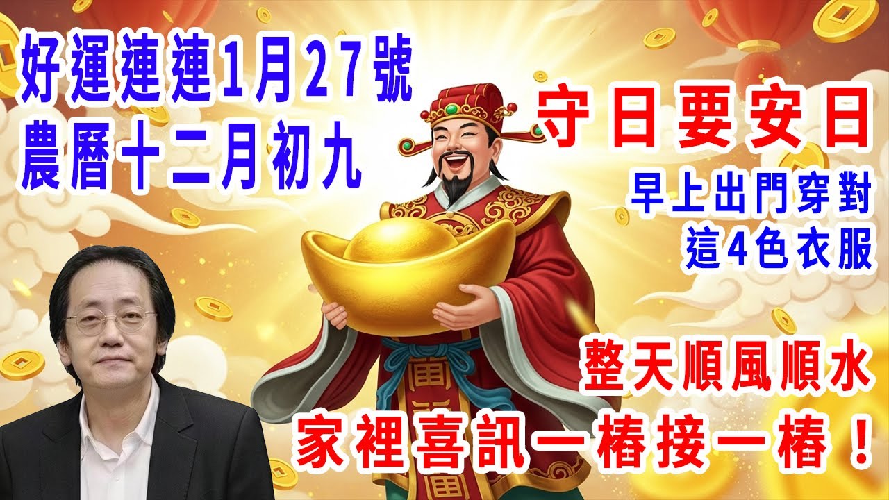 好運連連！1月27號，農曆十二月初九，「守日要安日」，早上出門穿對這4色衣服，整天順風順水，家裡喜訊一樁接一樁！