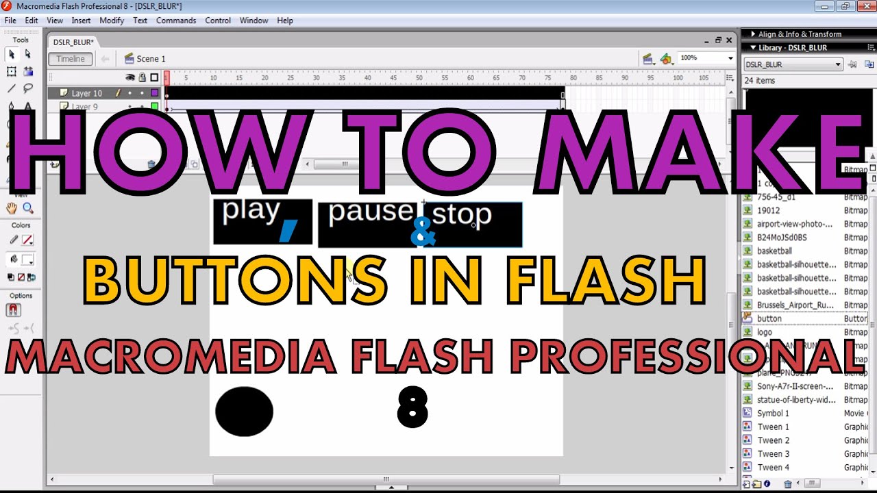 How to make Play, Pause & Stop Buttons in Flash | Macromedia Professional 8