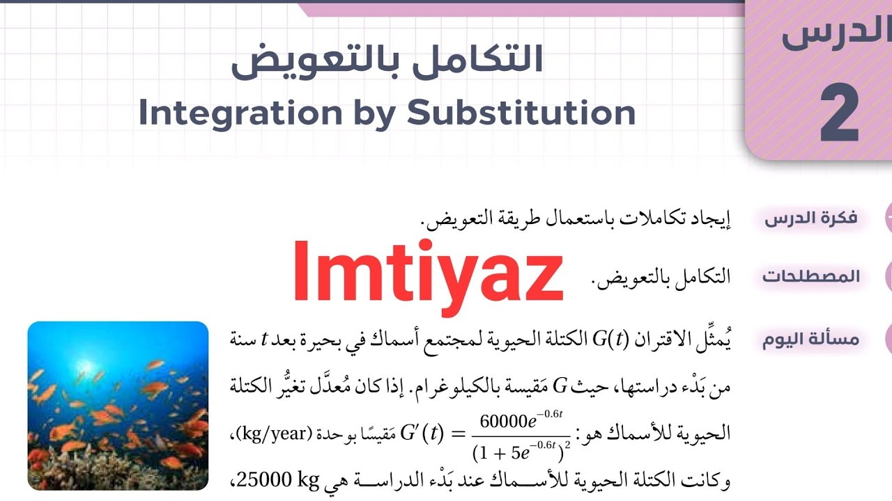 التكامل بالتعويض ج(1) رياضيات توجيهي أكاديمي2008 الصف(12)