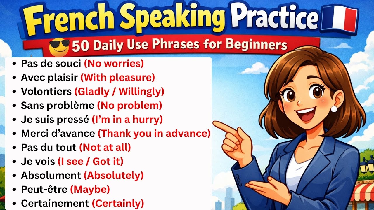 🇫🇷50 Everyday French Phrases for Beginners | Speak French Daily with Confidence | Learn French Fast