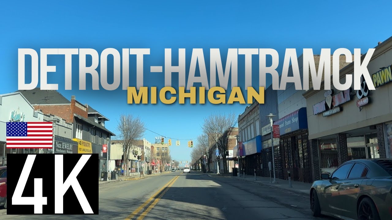 Road Tour through Hamtramck, Michigan in 4K - Davison St - Downtown Hamtramck