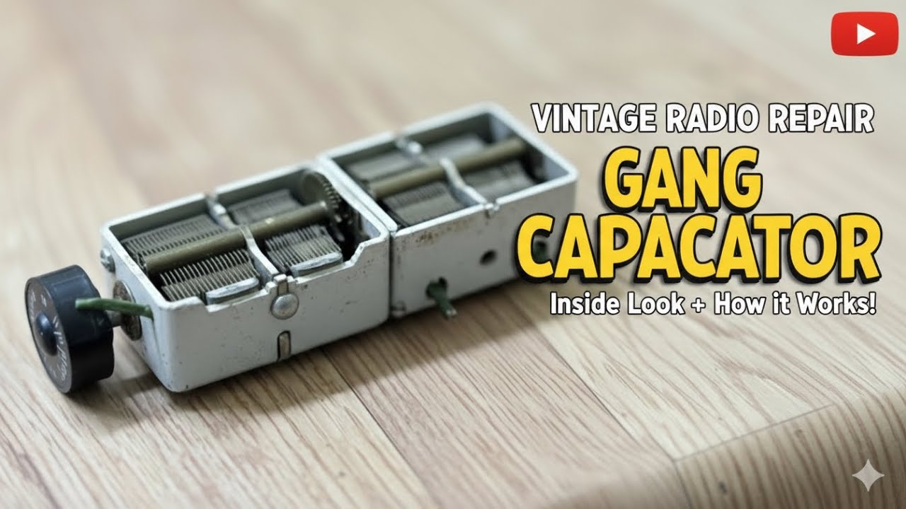 Different types metal gang capacitor old valve radio