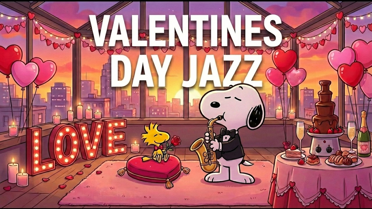 Snoopy’s Valentine Day Jazz Lounge 💖 Warm and Cozy Jazz Romance Ambience 🌹
