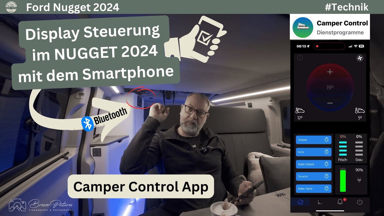 FORD NUGGET 2024 - Display Steuerung mit der Camper Control App / Software Update Handbuch