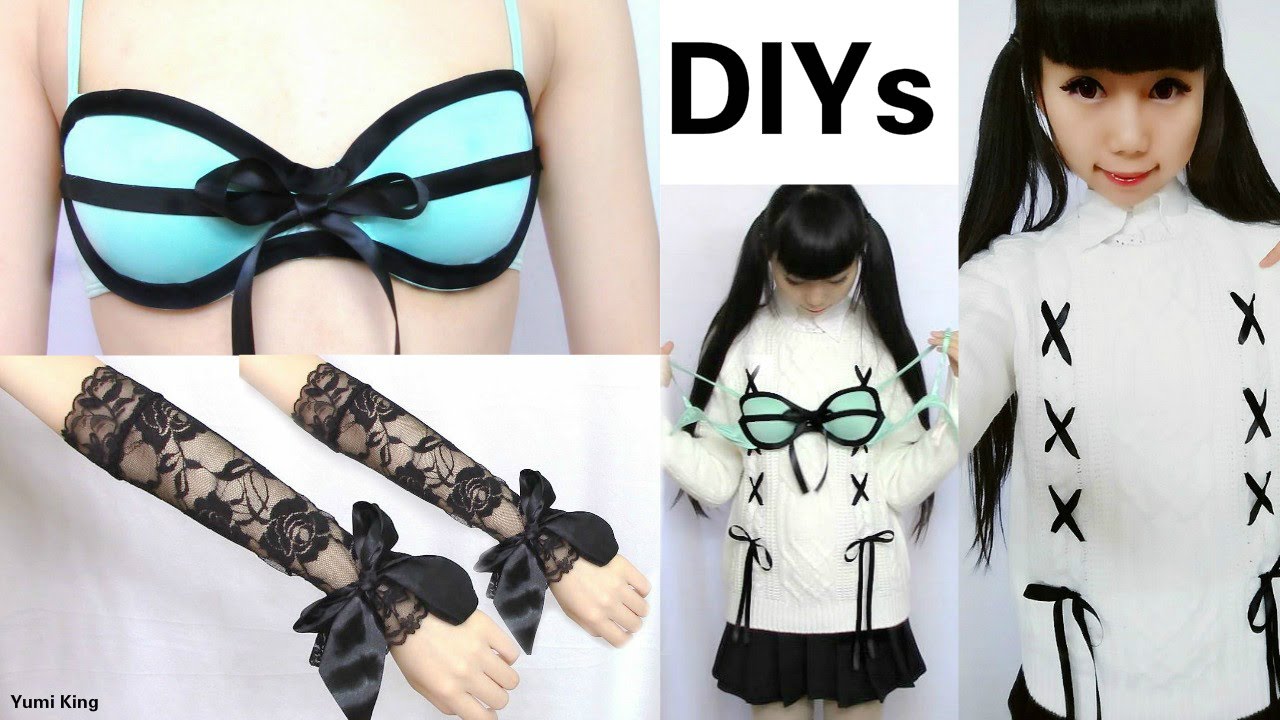 3 Creative DIYs: DIY 3D Bra + DIY Lace up Sweater + DIY Long Lace Cuffs