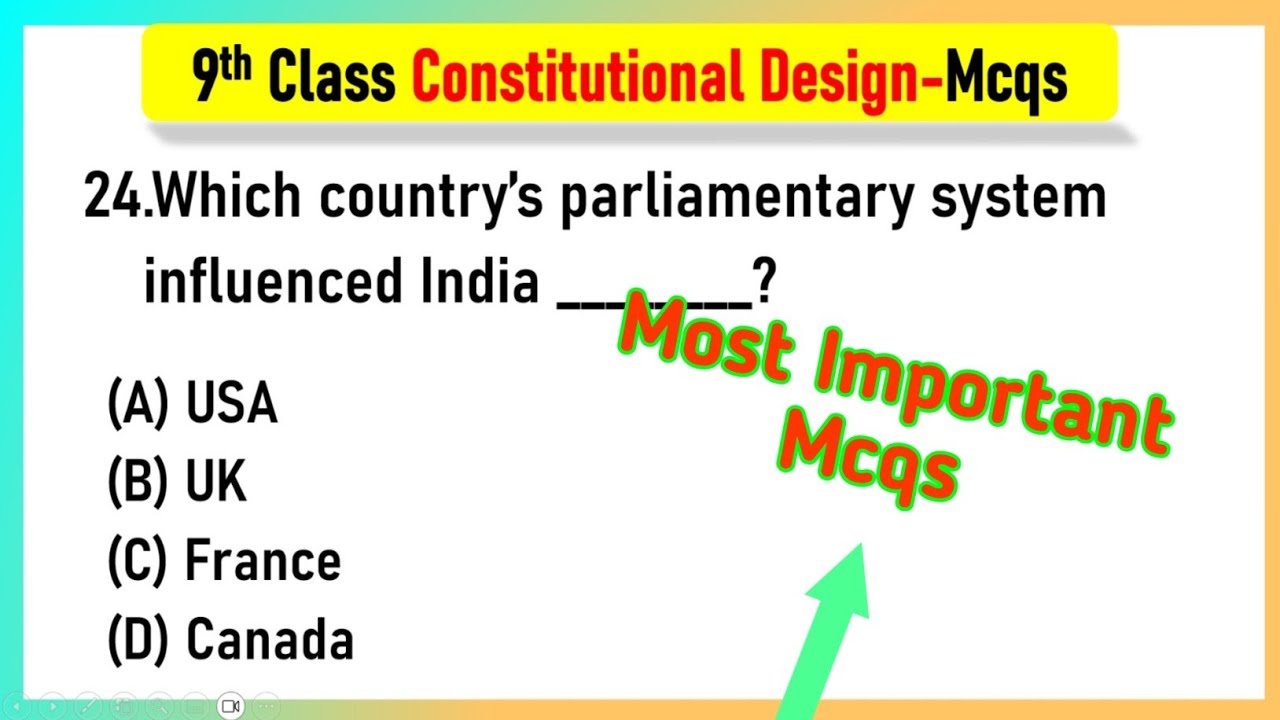 Constitutional Design MCQs &ndash; NCERT Class 9 Political Science Chapter 2 MCQ | constitutional design