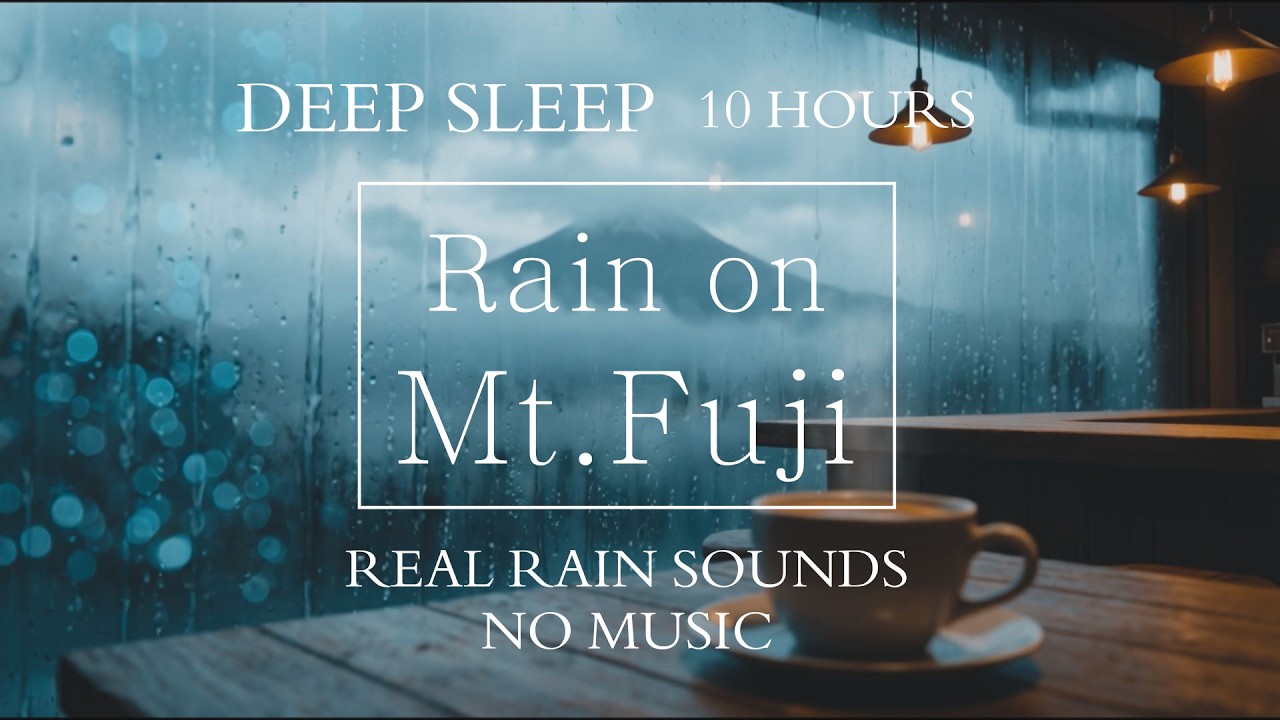 Rain on Mt. Fuji | Cozy Cafe Rain Sounds (No Music/10h) 【睡眠・作業用】雨の富士山・静かなカフェの窓辺から