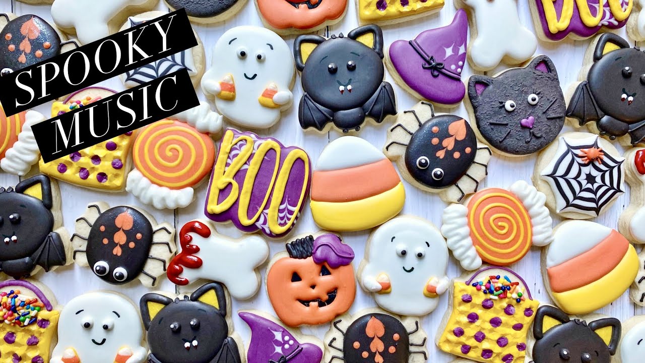 HALLOWEEN COOKIES - cute mini Halloween cookies w/spooky music | Satisfying Cookie Decorating