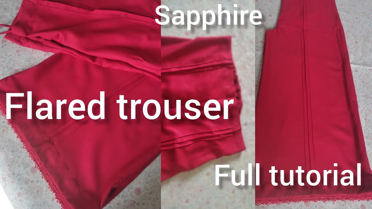 Flared trouser cutting and stitching| stylish trouser pants | flared trouser full tutorial 