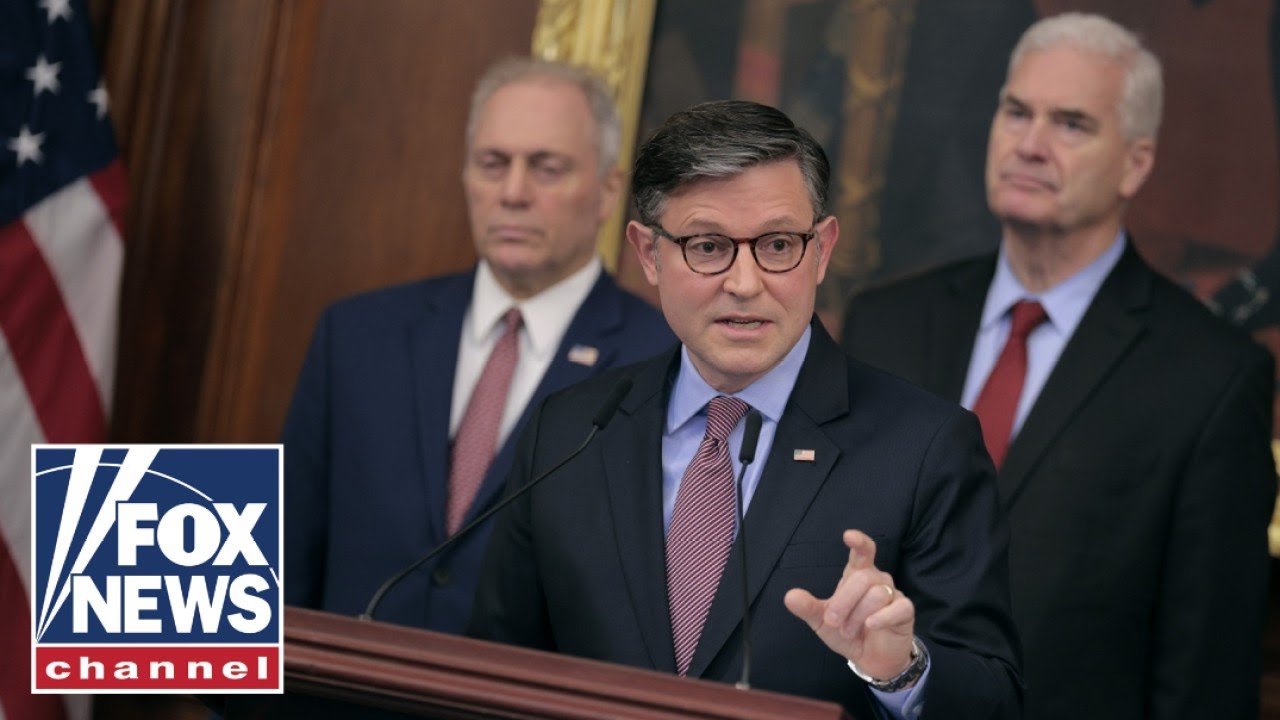 Speaker Johnson, GOP leaders hold press conference as shutdown nears one month
