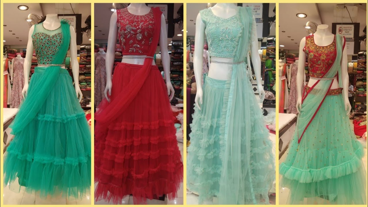 latest #Rufflestyle #lehenga collection with beautiful draping side dupatta /with price and address.