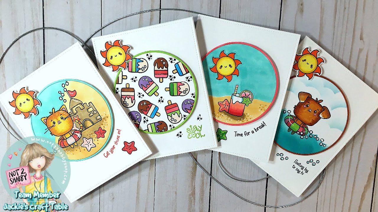 Card Set using Summer Time Buddies & Arteza Alcohol Markers | Not 2 Shabby Design Team Project March