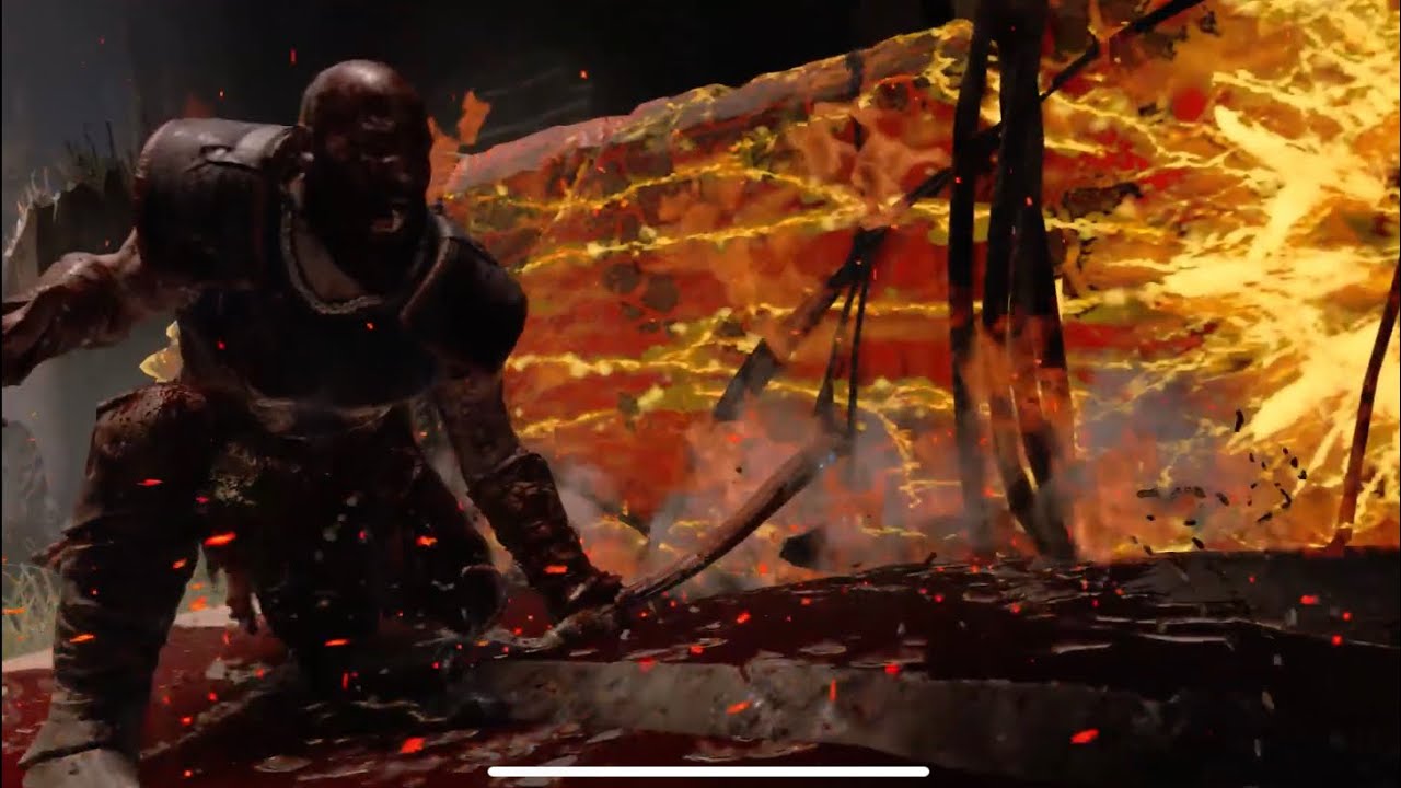 God of War Boss fight DAUDI HAMARR Fire Troll imprisoned inside Veithurgard Giant red horned troll