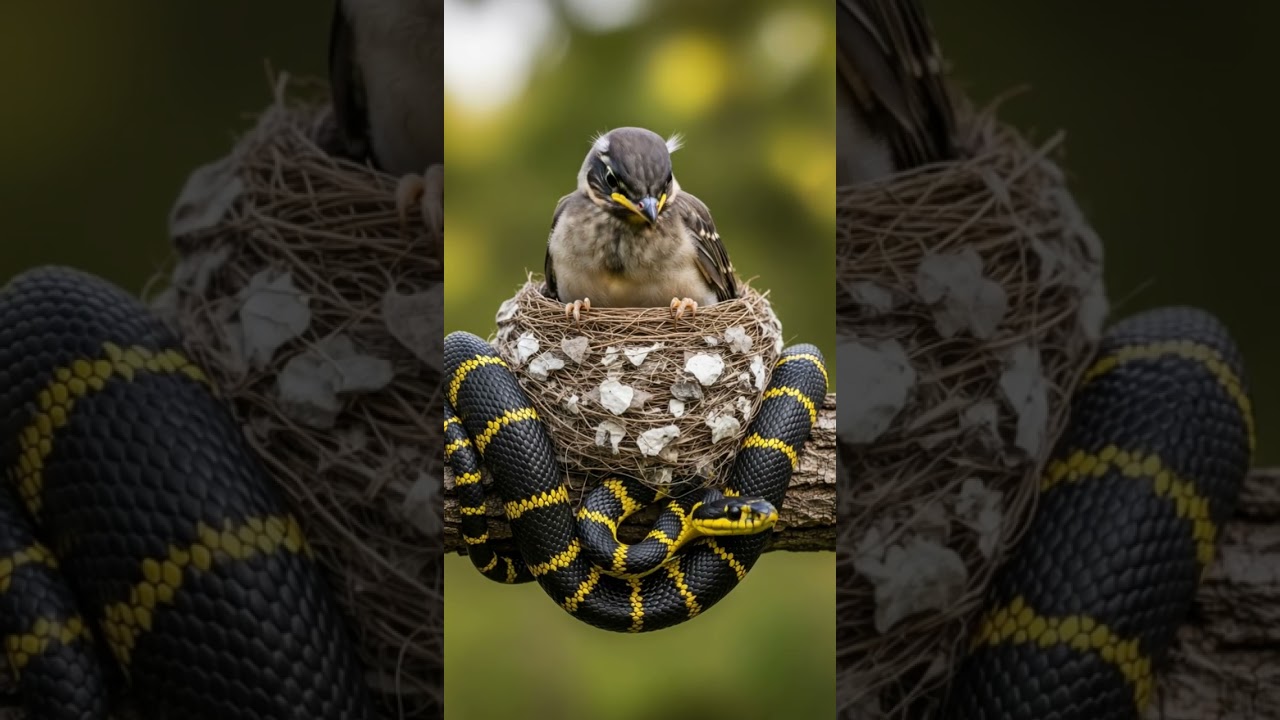 Snake Attacks Baby Bird in the Nest Watch the Dramatic Escape 