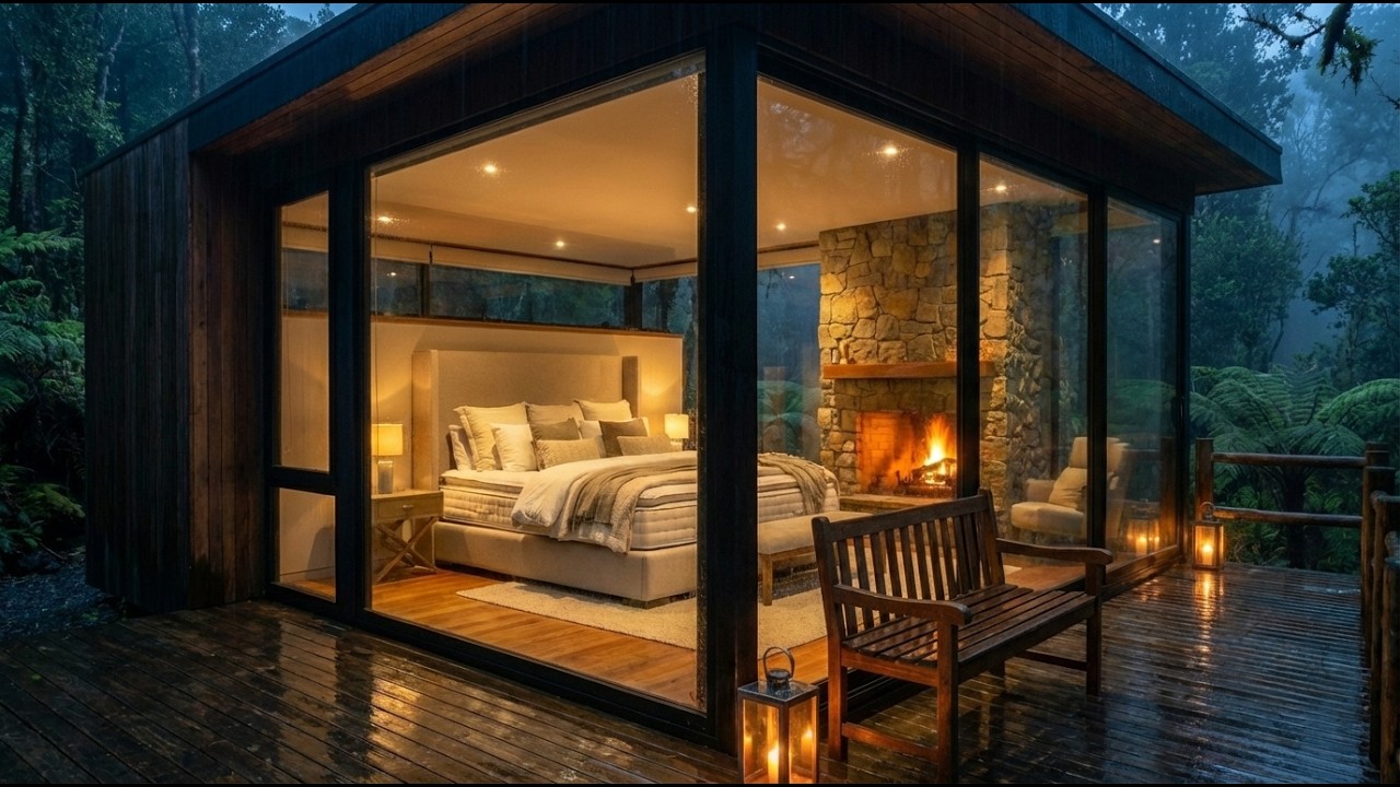 Steady Rain on a Wooden Cabin 🌧️ Calm Sleep Environment 3 HOURS