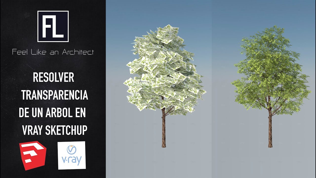 Resolver transparencia de un arbol en VRAY SketchUp